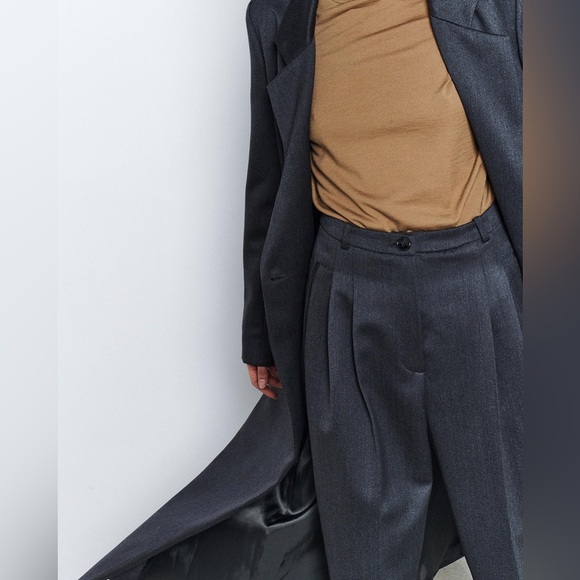 EMI MESS Avit Wool Satin High Waist Pants in Gris Gray - Picture 6 of 10